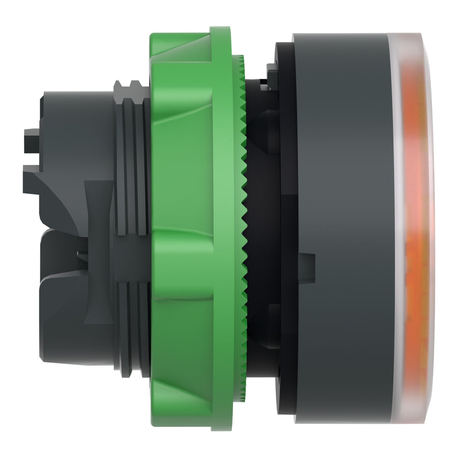 Tête pour bouton-poussoir lumineux Harmony XB5, 22mm, IP66, orange, rappel par ressort, universel LED, CAD hors tout profondeur: 30mm, CAD hors tout hauteur: 29mm, Ik degré de protection: IK05, CAD hors tout largeur: 29mm – Schneider Electric ZB5AW35