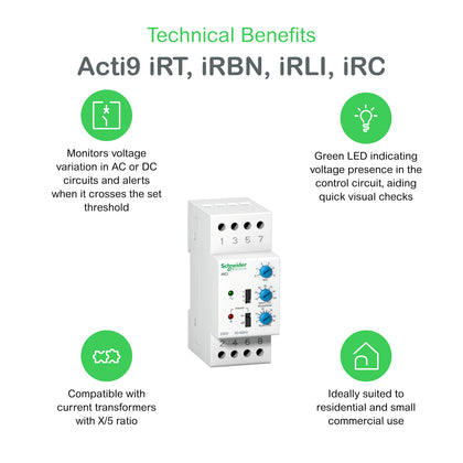 Relais de commande Acti9 iRC, 8 A, 400 V, 1CO, 0.3s, IP20 – Schneider Electric A9E21180