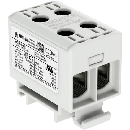 DOUBLE BORNE DE JONCTION MODULAIRE - CU/AL – 1.5/50 mm² – GRIS