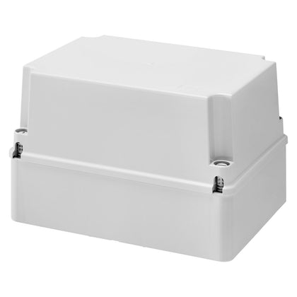 Boîte de dérivation avec couvercle vissé profond, IP56, dimensions internes 240x190x160, parois lisses, gris RAL 7035 – GEWISS GW44218