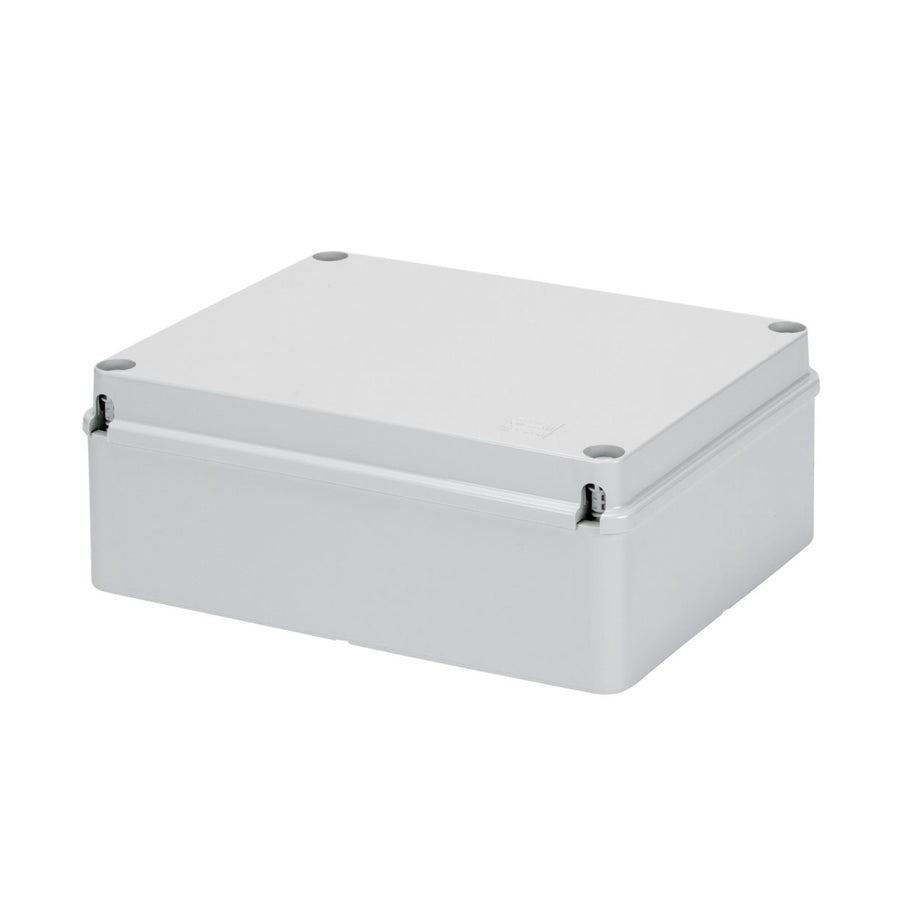Boîte de dérivation avec couvercle plein vissé, IP56, dimensions internes 190x140x70, parois lisses, gris RAL 7035 – GEWISS GW44207