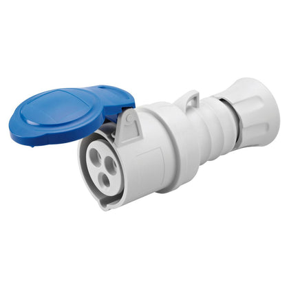 Connecteur mobile droit IP44/IP54, 2P+T 16 A 200-250 V 50/60 Hz, bleu, 6h, câblage à vis – GEWISS GW62004H