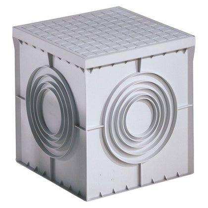 Regard de visite carré 200x200x200 fond plat à opercules et couvercle haute résistance, gris – GEWISS DX59401