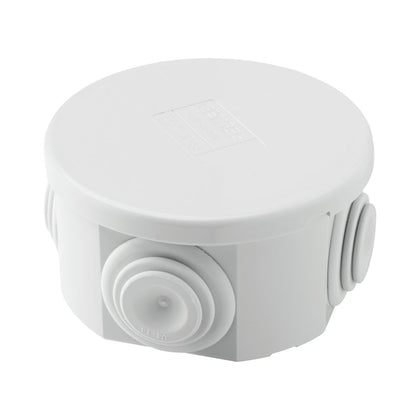 Boîte de dérivation avec couvercle plein à pression, IP44, dimensions internes Ø 65x35, parois avec presse-étoupes, gris RAL 7035 – GEWISS GW44001 – lot de 5