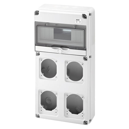 Tableau de distribution Q-DIN 10,10 modules, 2 brides IEC 16 A + 2 IEC 16/32 A, IP65 – GEWISS GW68003N