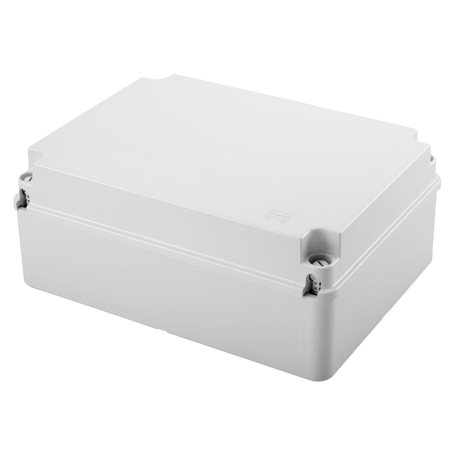 Boîte de dérivation avec couvercle plein vissé, IP56, dimensions internes 300x220x120, parois lisses, gris RAL 7035 – GEWISS GW44209