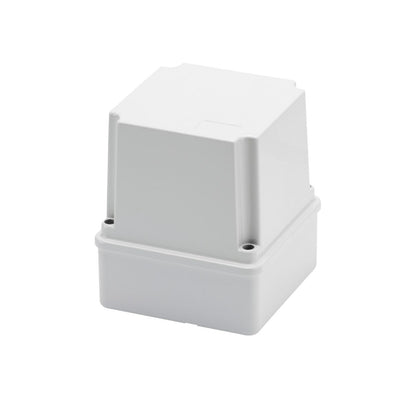 Boîte de dérivation avec couvercle vissé profond, IP56, dimensions internes 100x100x120, parois lisses, gris RAL 7035 – GEWISS GW44214