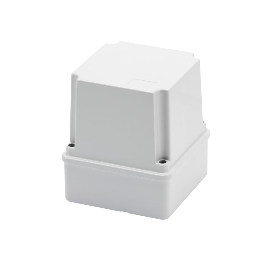 Boîte de dérivation avec couvercle vissé profond, IP56, dimensions internes 100x100x120, parois lisses, gris RAL 7035 – GEWISS GW44214