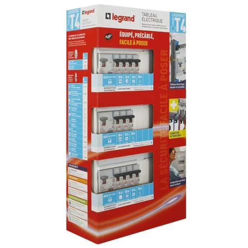 LEGRAND Tableau électrique pré-câblé auto 3 rangées 1ID 63A 2ID 40A 11 disjoncteurs
