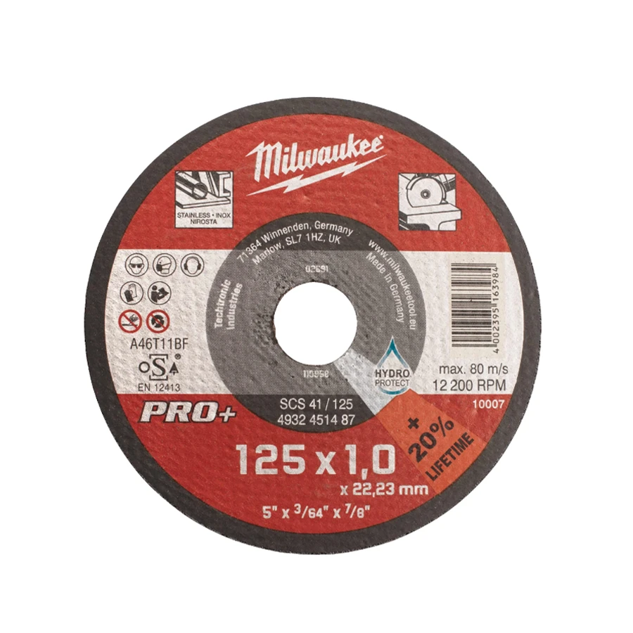 Lot de 10 disques à tronçonner métaux Ø125 mm MILWAUKEE