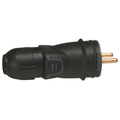 Fiche en caoutchouc norme franco-belge 2P+T, 16A, IP44, IK08, coloris noir, 2P+T – Legrand 050440