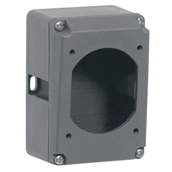 Prise de courant Hypra 96×122×60mm, IP44/IP66, montage en saillie, 16A, gris – Legrand 052229