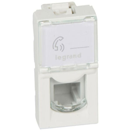 Prise téléphonique Mosaic 1 module, coloris blanc, IP20, largeur 22.5mm, hauteur 45mm – Legrand 078730 – lot de 10