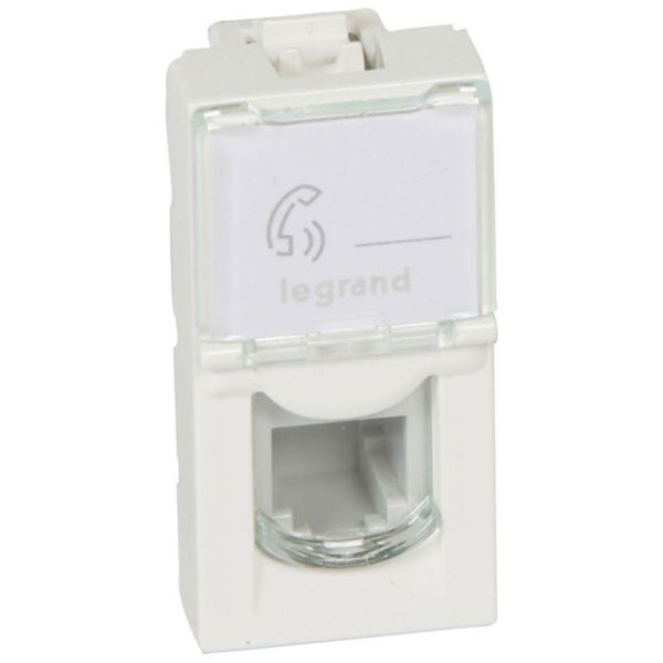 Prise téléphonique Mosaic 1 module, coloris blanc, IP20, largeur 22.5mm, hauteur 45mm – Legrand 078730 – lot de 10