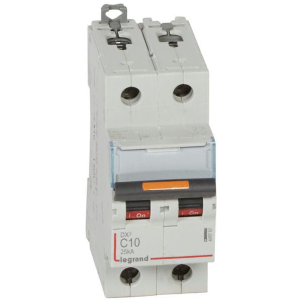 Disjoncteur miniature DX3 10 A, 400 V, 2P, 25kA, 60 Hz, largeur 2 – Legrand 409767