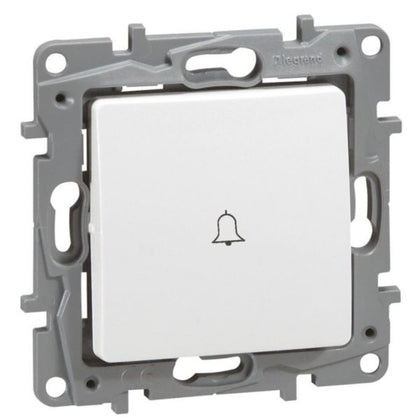 Bouton-poussoir 6 A, 2P, 250 V, IP31, 2 modules, 6 A, 75.8 mm, 34 mm – Legrand 664715 – lot de 10