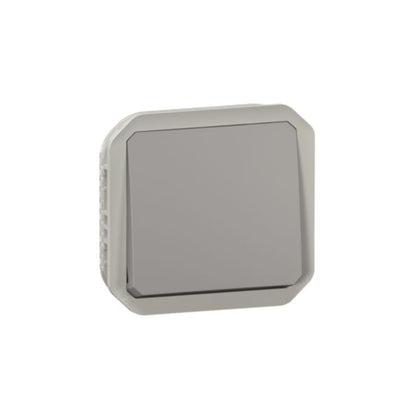 Bouton-poussoir Plexo gris, 10 A, 250 V, IP55, IK08, 40 mm – Legrand 069540L – lot de 10