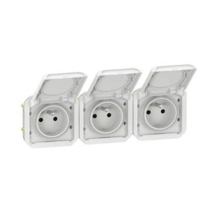 Prise de courant Plexo horizontal, précâblé, blanc, 3 postes – Legrand 069644L