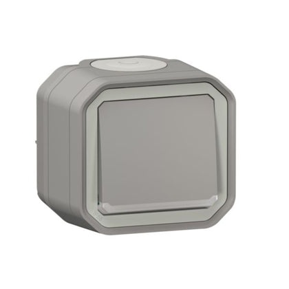 Bouton-poussoir Plexo gris, 10 A, 250 V, IP55, IK08, 64 mm – Legrand 069722L – lot de 10