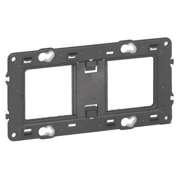 Support Batibox 2 postes 4-5 modules Mosaic 5 modules, 1 module, fixation par vis, avant, métal – Legrand 080252