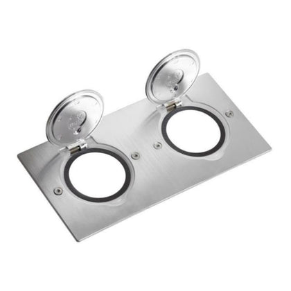Plaque de finition rectangulaire pour prise de sol double en acier inoxydable, IP44, IK08, métal, 172 mm – Legrand 089702
