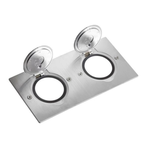 Plaque de finition rectangulaire pour prise de sol double en acier inoxydable, IP44, IK08, métal, 172 mm – Legrand 089702