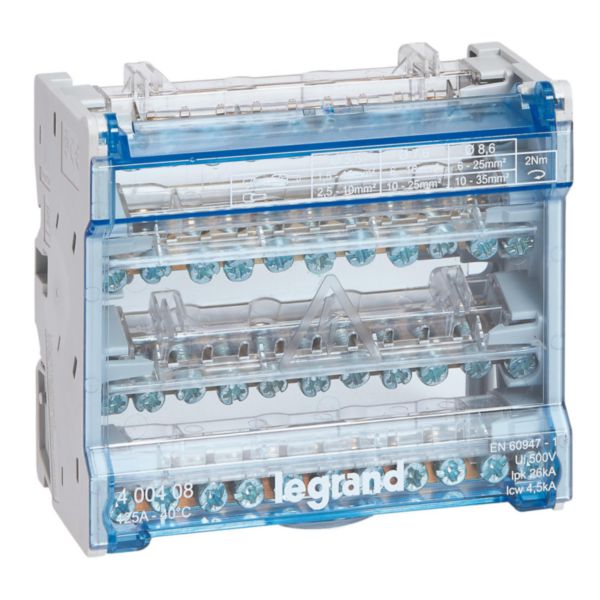 Bloc de répartition XL3 systèmes de distribution 125A, 4P, 6M, W 106mm, H 92mm – Legrand 400408