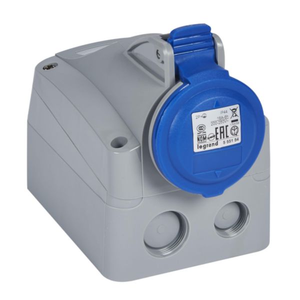 Prise en saillie P17 P17 Tempra IP44, 200/250V, 16A, 2P+T, M25 – Legrand 555154 – lot de 10