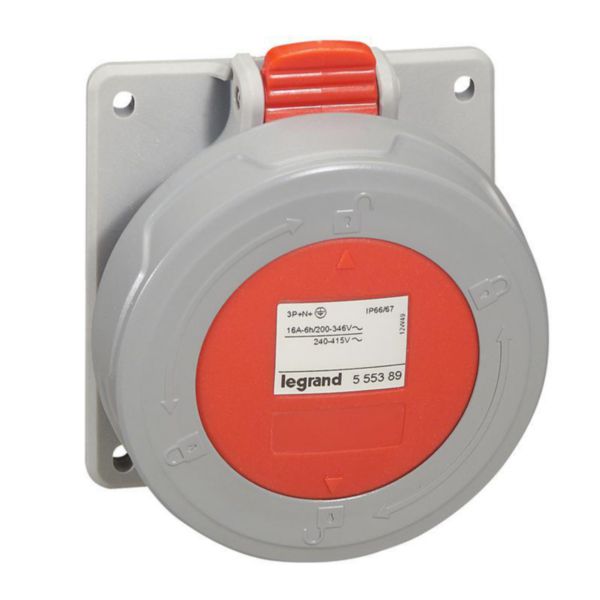 Prise industrielle pour montage sur panneau P17 3P+N+E, 3P+N, 3P, 32 A, 380/415 V, IP66 – Legrand 555489 – lot de 5